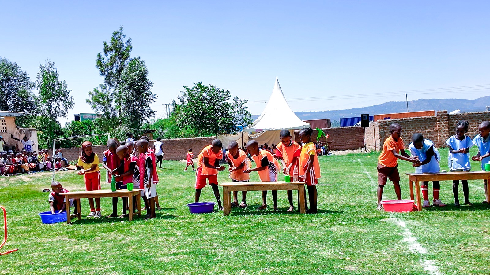 Children enjoy outdoor school activities at Teens and Tots.